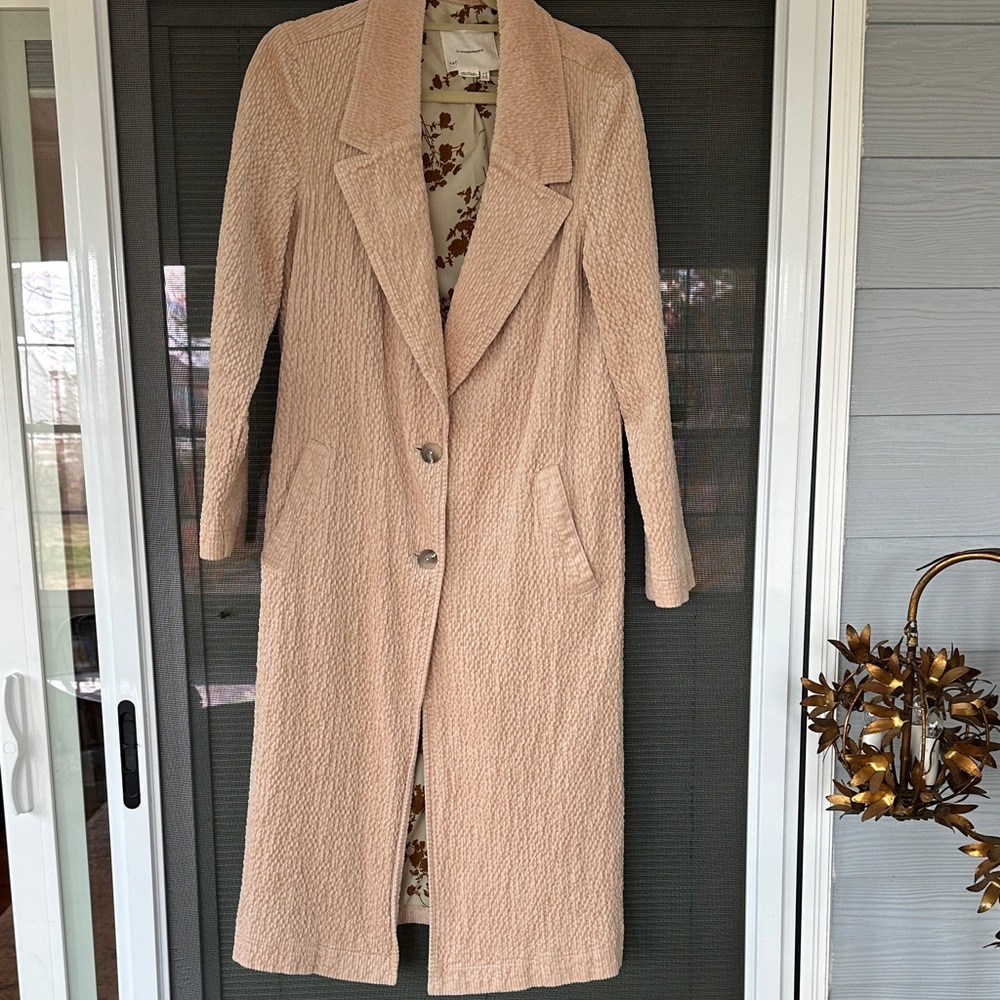 Anthropologie Textured Trench Coat in Soft Pink textured